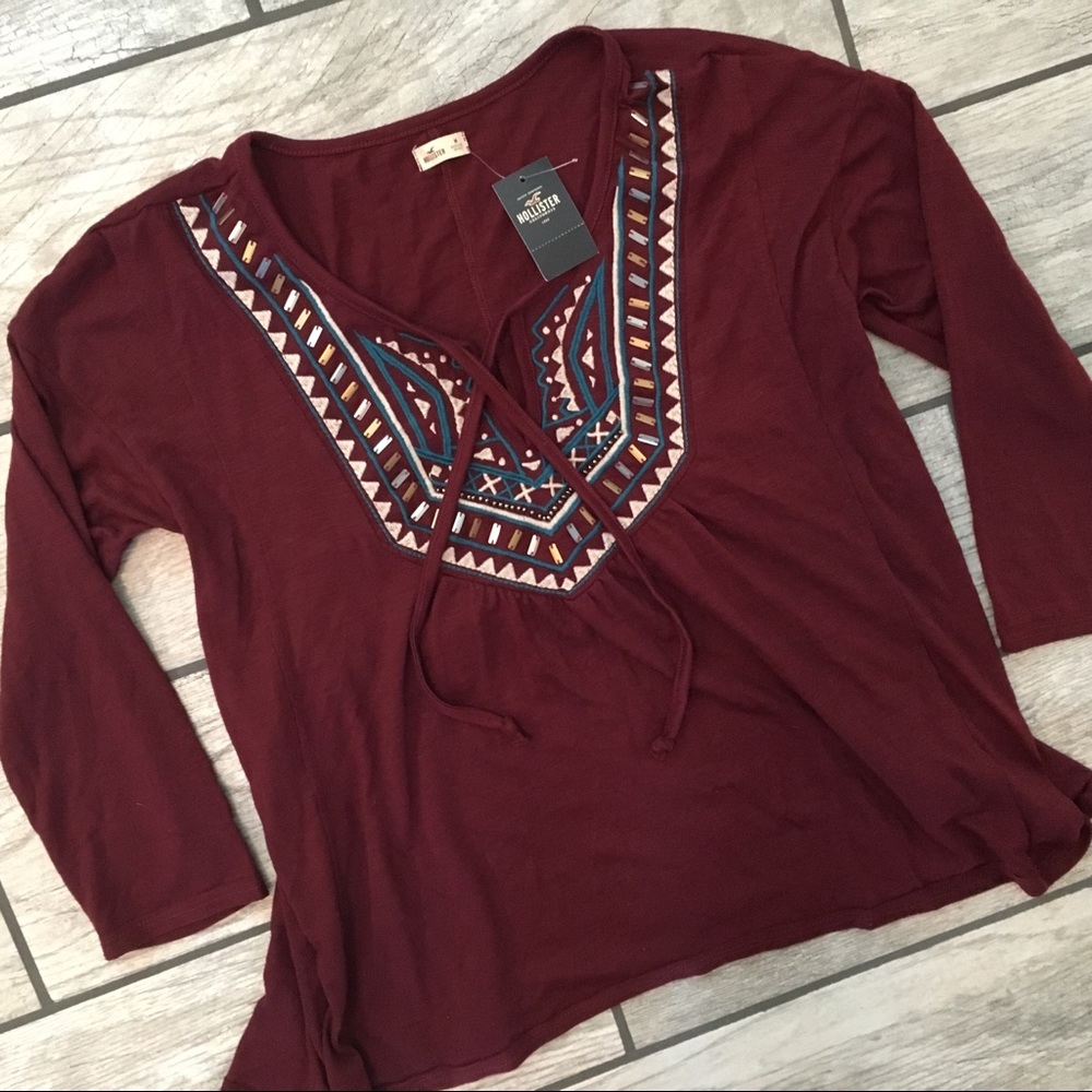 New! Hollister Women Tunic Shirt Sz. M Red NWT